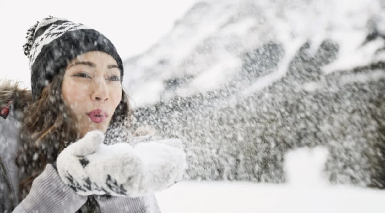 Zonnebrand in winter